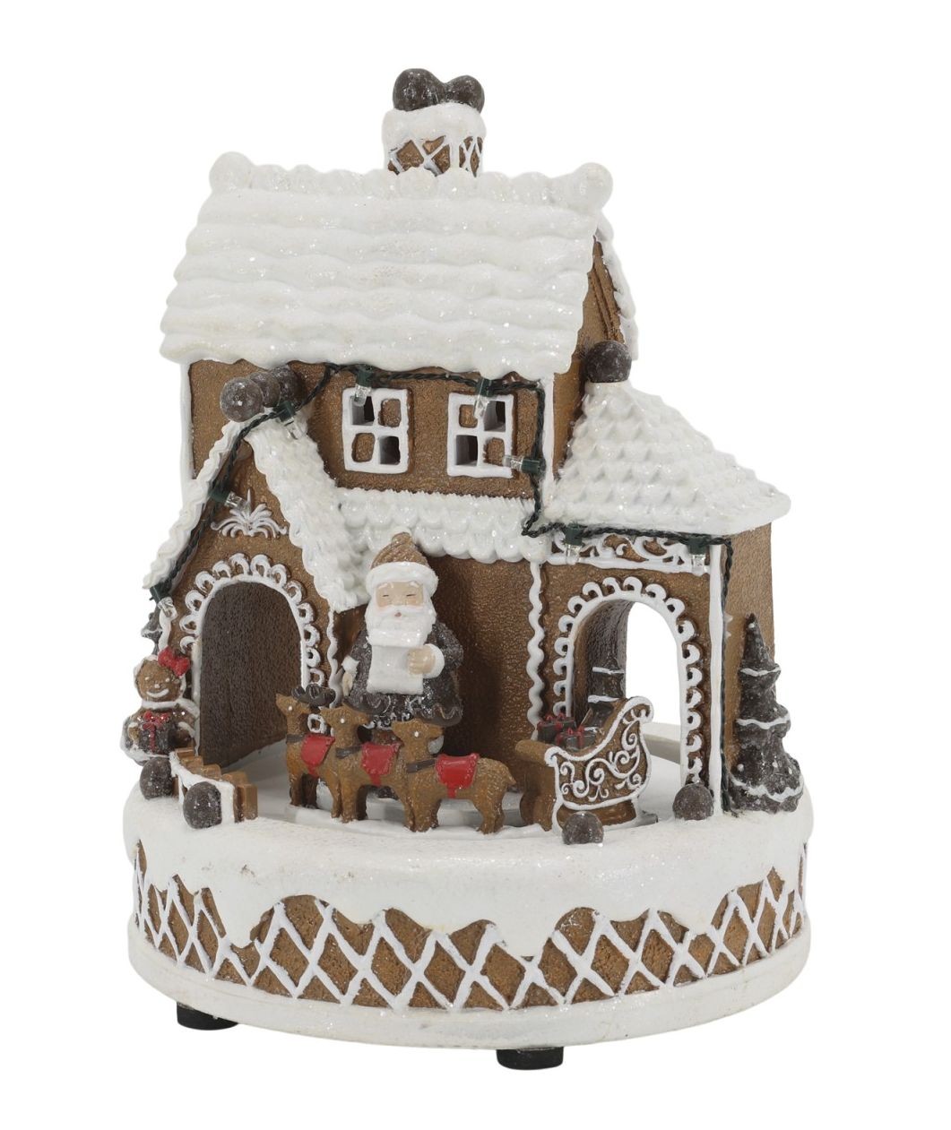 Hrací skříňka perníkový domek Noël s LED osvětlením – Ø 17*23 cm / 3xAA