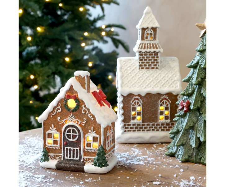 Perníkový domeček s LED světýlky Noël Gingerbread – 10*7*13 cm Chic Antique