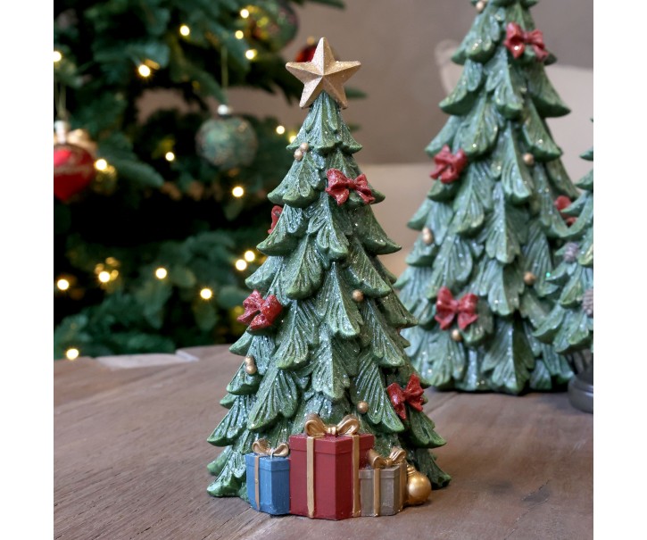 Zelený vánoční stromek s dárky Noël Tree z polyresinu – Ø 12*20,5 cm Chic Antique