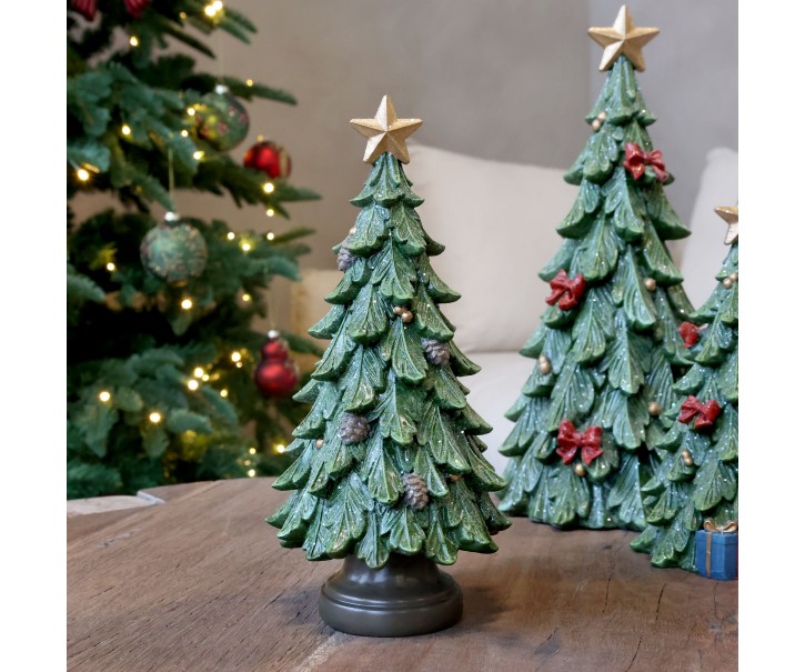Zelený vánoční stromek se šiškami Noël Tree z polyresinu – Ø 11*24 cm Chic Antique