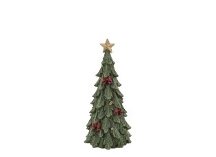 Zelený vánoční stromek s mašlemi Noël Tree z polyresinu – Ø 15,5*32 cm