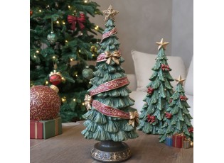 Zelený vánoční stromek se stuhou a mašlemi Noël Tree z polyresinu – Ø 15*40 cm