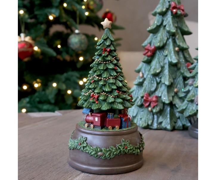 Hudební skříňka Cherry Noël Tree s vánočním stromečkem – Ø 10*19 cm Chic Antique