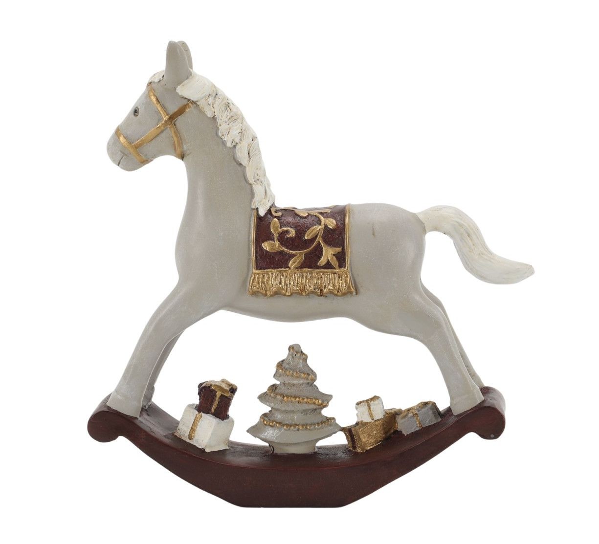 Dekorace figurka houpací koník Cherry Noël s dárky – 18*4*18 cm