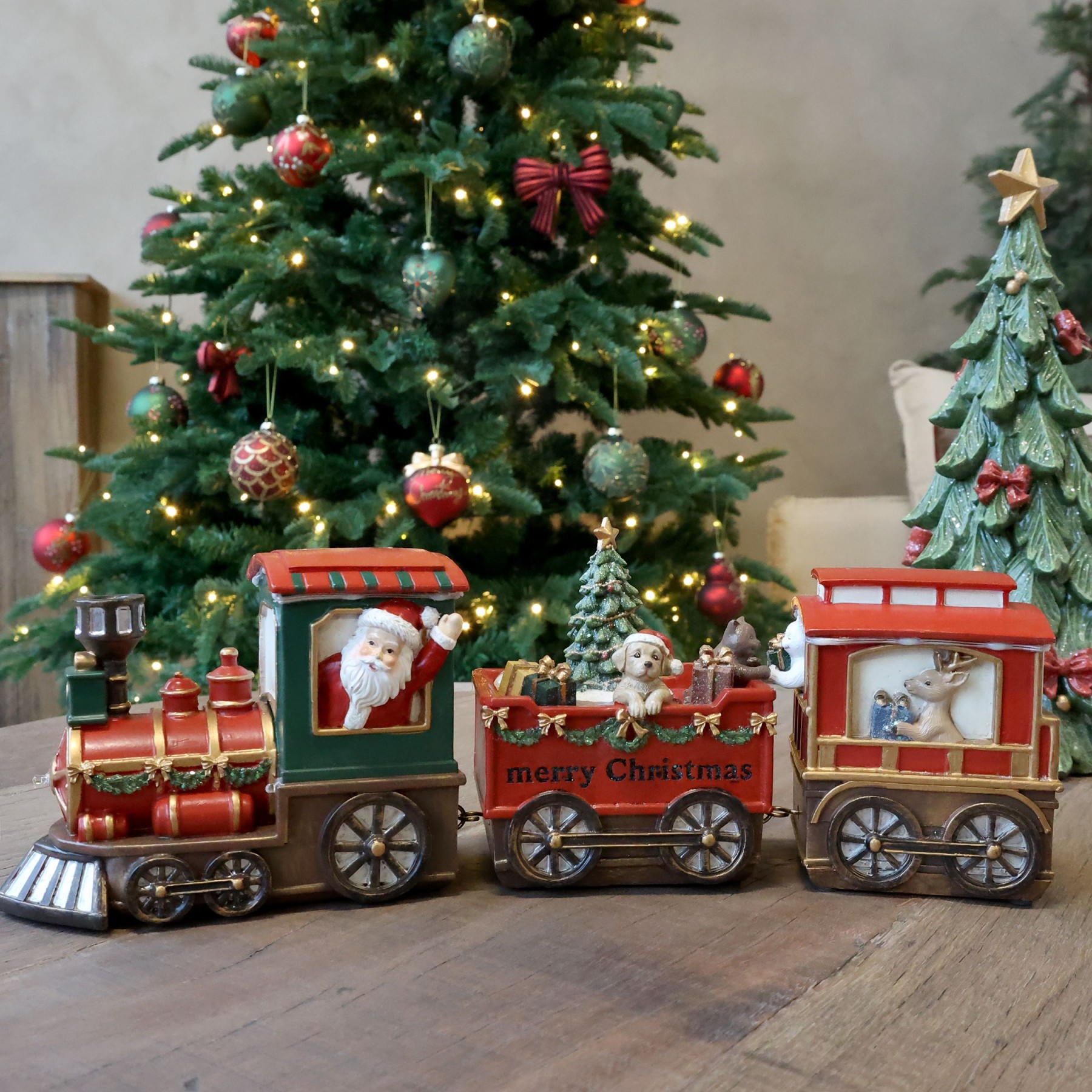 Vánoční vláček Noël se 2 vagóny a LED světýlky – 37*8*12 cm / 6xAA