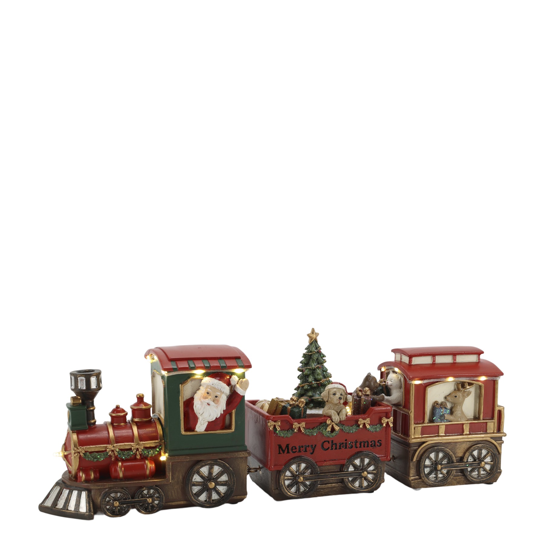Vánoční vláček Noël se 2 vagóny a LED světýlky – 37*8*12 cm / 6xAA