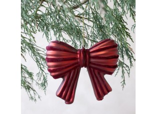 Červená vánoční skleněná ozdoba mašle Bow – 13*3*11 cm