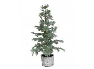 Zelený vánoční stromek Fleur s 80 LED světýlky a košíkem – Ø 60*120 cm