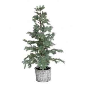 Zelený vánoční stromek Fleur s 80 LED světýlky a košíkem – Ø 60*120 cm