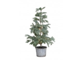 Zelený vánoční borový stromek Fleur se 60 LED světýlky a košíkem – Ø 50*90 cm