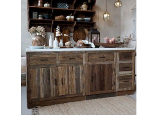 Hnědá antik komoda s mramorovou deskou Grimaud Kitchen – 95*60*97 cm