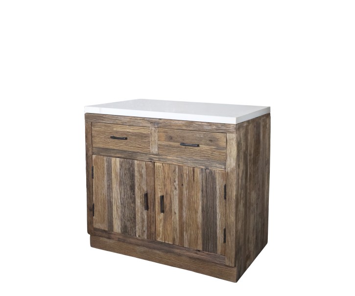 Hnědá antik komoda s mramorovou deskou Grimaud – 95*60*97 cm Chic Antique
