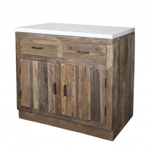 Hnědá antik komoda s mramorovou deskou Grimaud Kitchen – 95*60*97 cm