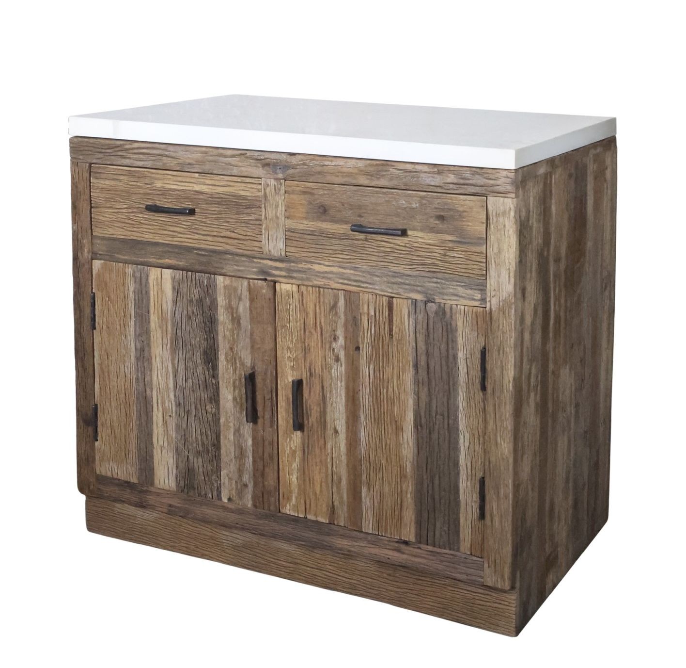 Hnědá antik komoda s mramorovou deskou Grimaud Kitchen – 95*60*97 cm