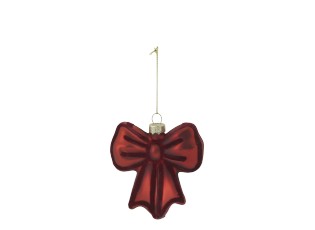 Červená vánoční skleněná ozdoba mašle Bow – 8*2*8 cm