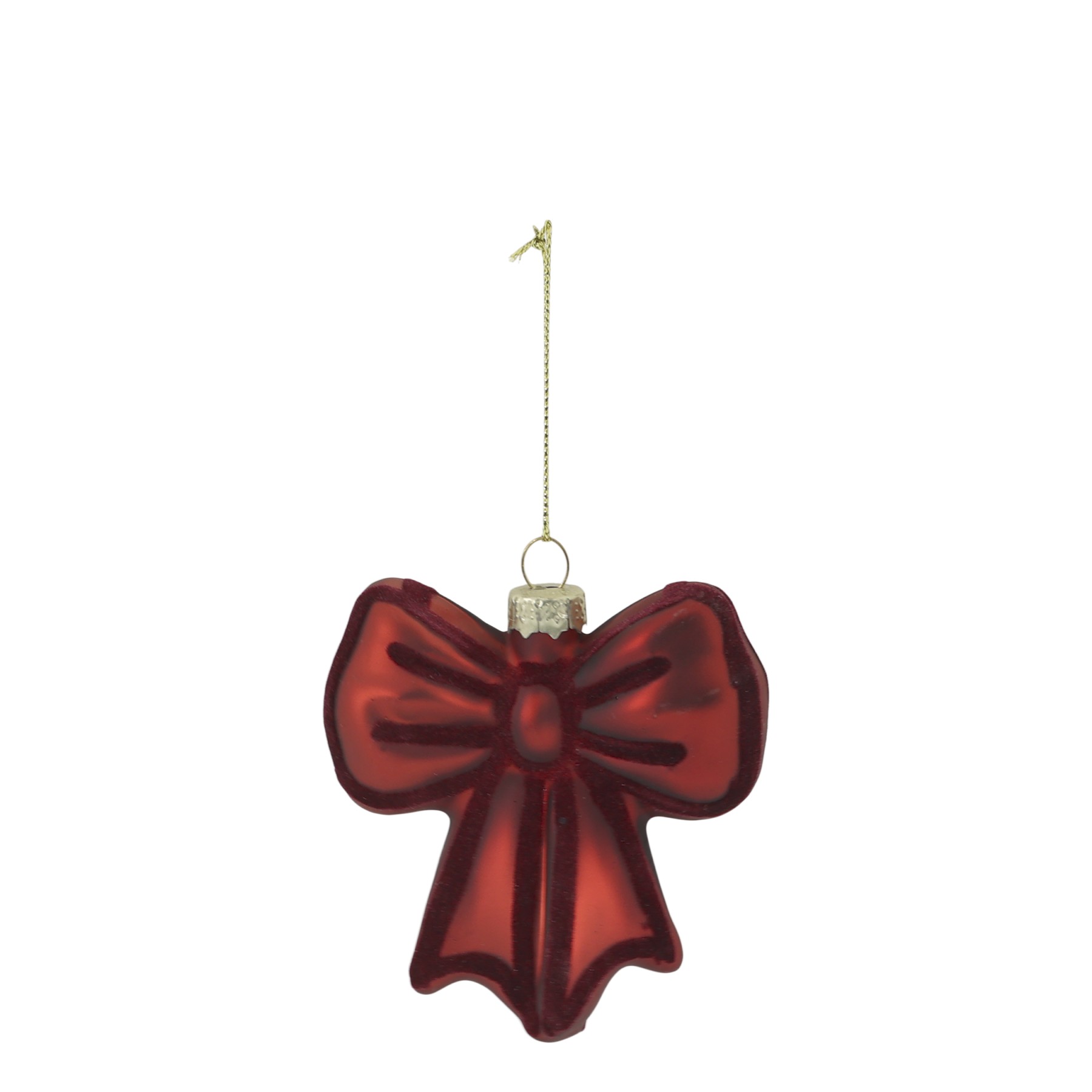 Červená vánoční skleněná ozdoba mašle Bow – 8*2*8 cm