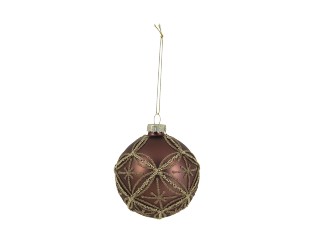 Mocca vánoční skleněná ozdoba koule se vzorem Chic Antique – Ø 8 cm