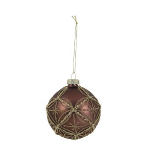 vánoční skleněná koule s hnědým vzorem a polyesterem Chic Antique – Ø8 cm