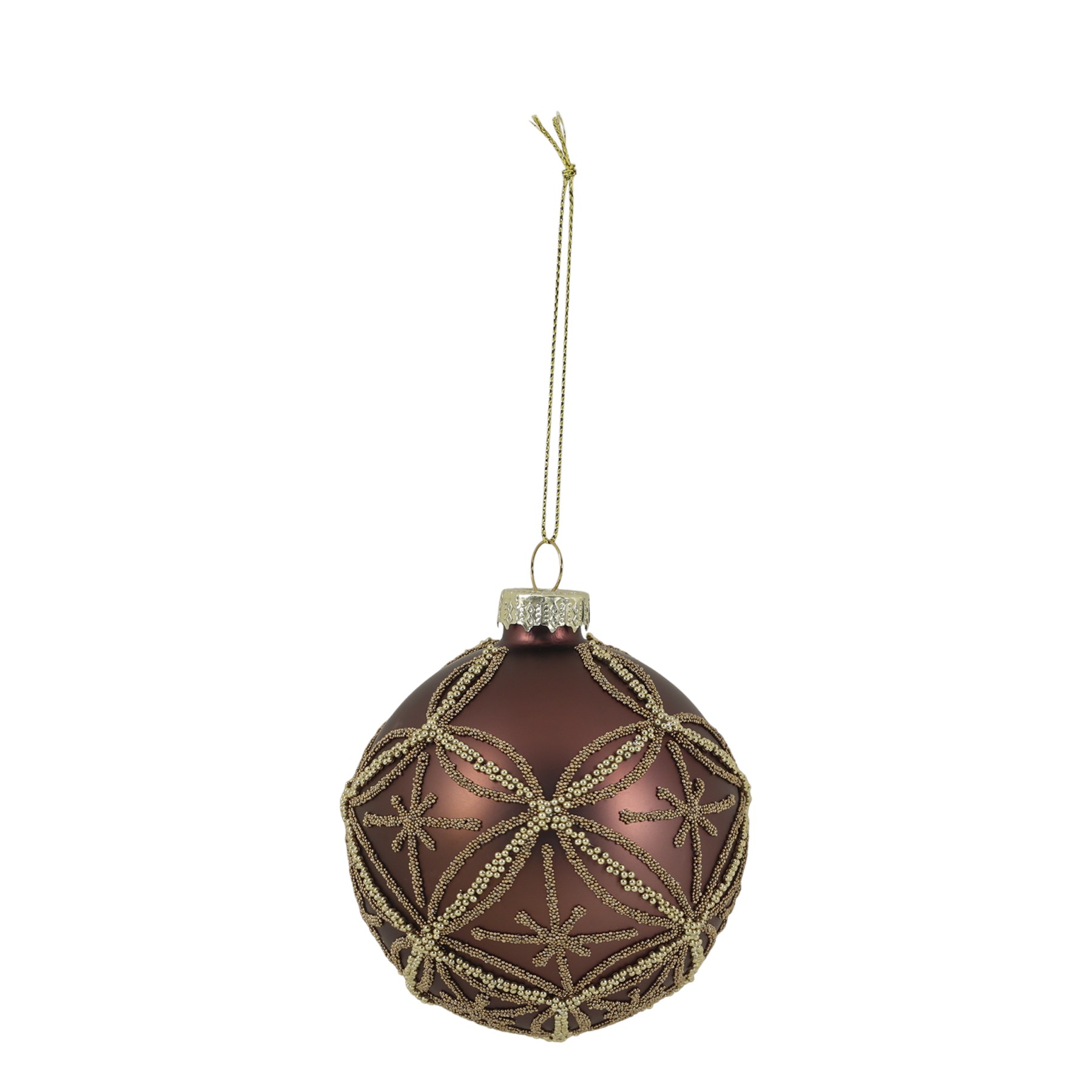 Mocca vánoční skleněná ozdoba koule se vzorem Chic Antique – Ø 8 cm