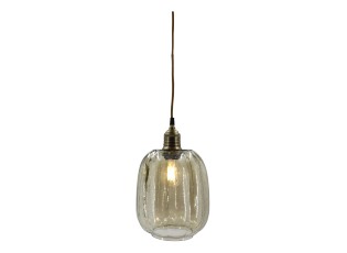 Skleněná lampa s kouřovým sklem a mosazným vrškem – Ø 19*29 cm / 40W/ E27