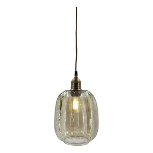 Skleněná lampa s kouřovým sklem a mosazným vrškem – Ø 19*29 cm / 40W/ E27