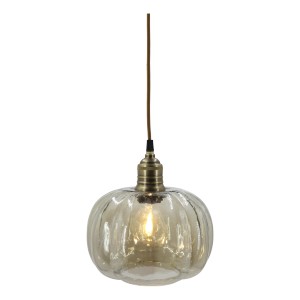 Skleněná lampa s kouřovým sklem a mosazným vrškem – Ø 17*18 cm / 40W/ E27
