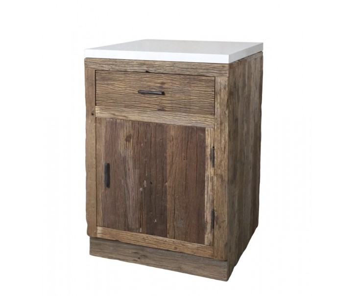 Hnědá antik skříňka s mramorovou deskou Grimaud Kitchen – 60*60*97 cm Chic Antique