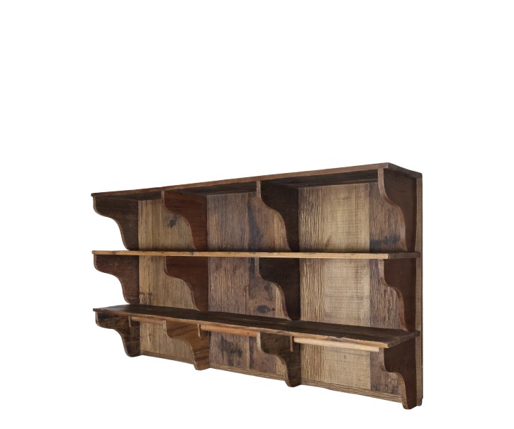 Hnědá nástěnná police Grimaud z recyklovaného dřeva Nature – 180*30*90 cm Chic Antique