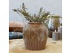 Hnědá kameninová váza s proužky Nature – Ø23*23 cm Chic Antique