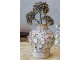 Ružová kameninová váza s kvetinovou dekoráciou – Ø 15,5*19 cm Chic Antique