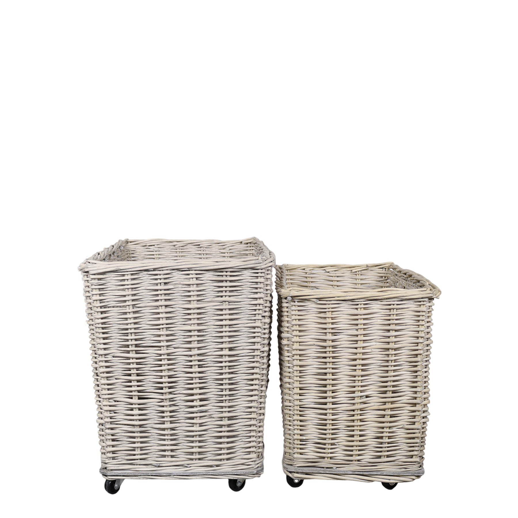 Sada 2ks proutěných košů French Basket Grey s kolečky – 59*41*50/ 51*33*45 cm