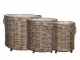 Sada 3ks hnědých košů French Basket Nature s kolečky – Ø 70*60/ Ø 54*50/ Ø 40*45 cm Chic Antique