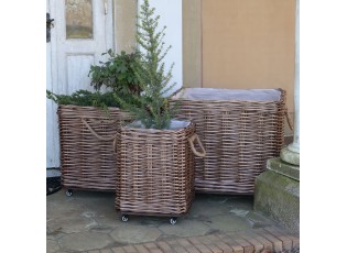 Sada 3ks hnědých košů French Basket Nature s kolečky – 70*70*60/ 55*55*51/ 40*40*45 cm