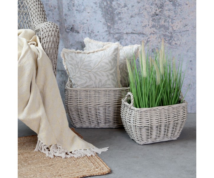 Sada 2 proutěných košů s madly French Basket Grey – 41*31*33/ 33*24*28 cm Chic Antique