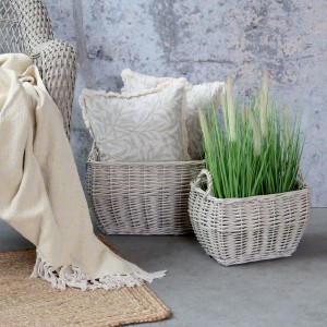 Sada 2ks proutěných košů s uchy French Basket Grey – 41*31*33/ 33*24*28 cm