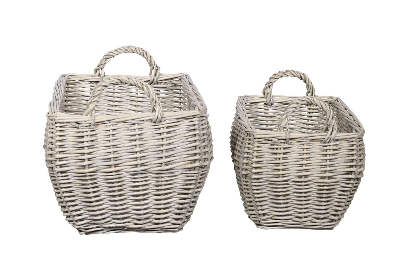 Sada 2ks proutěných košů s uchy French Basket Grey – 41*31*33/ 33*24*28 cm