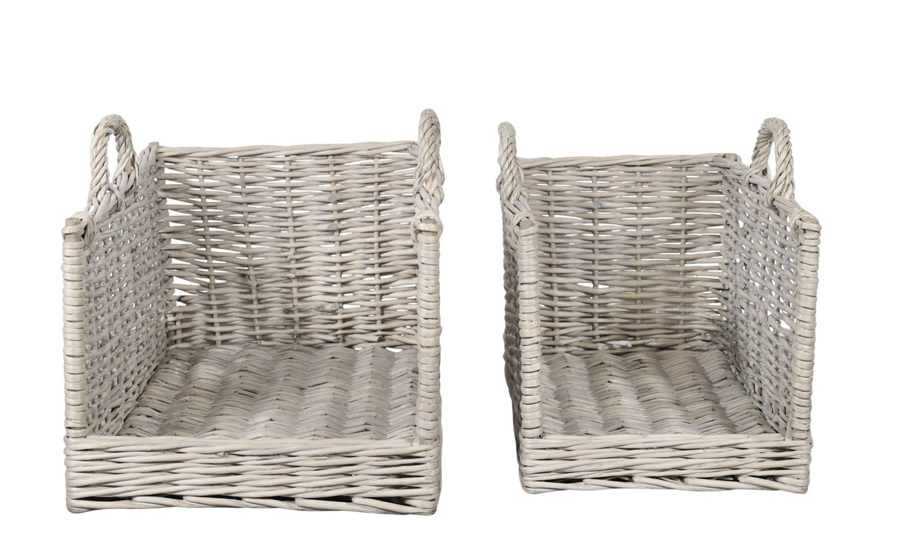 Sada 2ks proutěných košů s uchy French Basket Grey – 50*39*40/ 42*30*37 cm