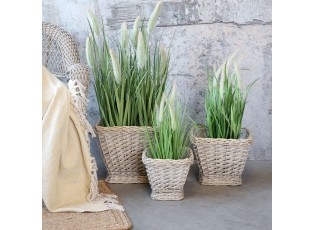Sada 3ks květináčů s vložkou French Basket Grey – 40*40*32/ 33*33*26/ 25*25*22 cm