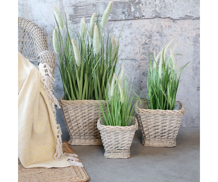 Sada 3ks květináčů s vložkou French Basket Grey – 40*40*32/ 33*33*26/ 25*25*22 cm Chic Antique