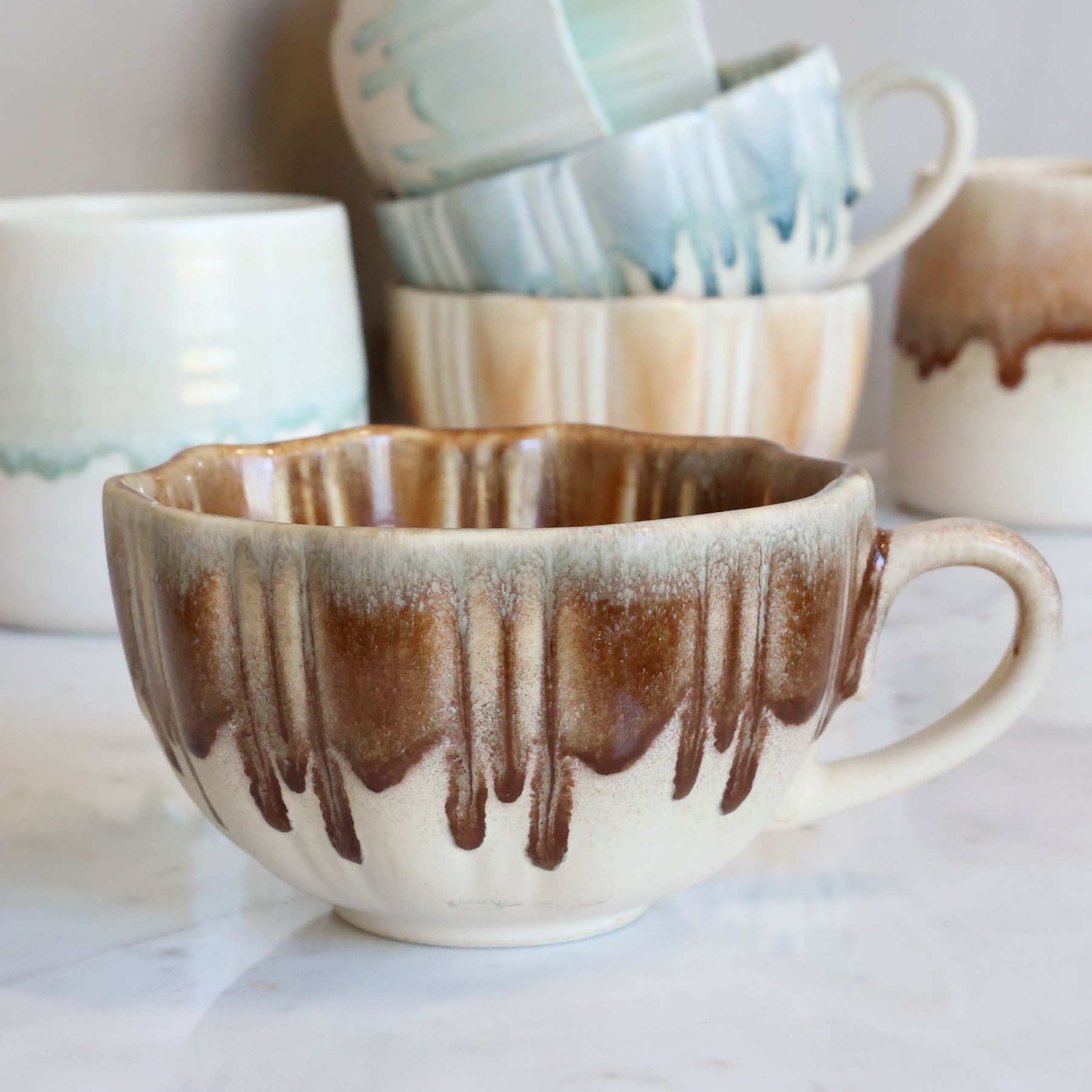 Porcelánový šálek se stékající glazurou New Bone China Coffee – Ø 11*6,5 cm
