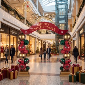 Velká kovová vánoční brána s led osvětlením - 263*55*309 cm