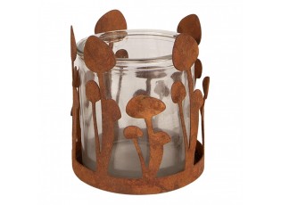 Rustikální rezavý svícen s houbičkami Mushroom Rust - Ø 9*10 cm