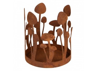 Rustikální rezavý svícen s houbičkami Mushroom Rust - Ø 9*10 cm
