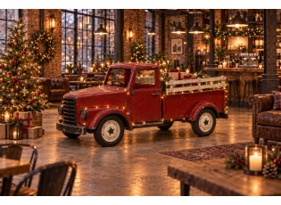 Veliký dekorativní model červené kovové retro auto Pick-up truck - 246*104*112 cm