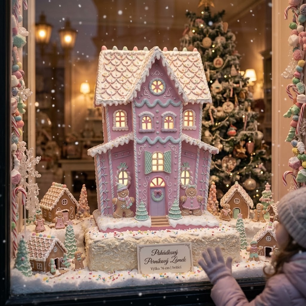 Veliký pohádkový perníkový zámek Gingerbread - 54*31*76 cm LED / 3*AA