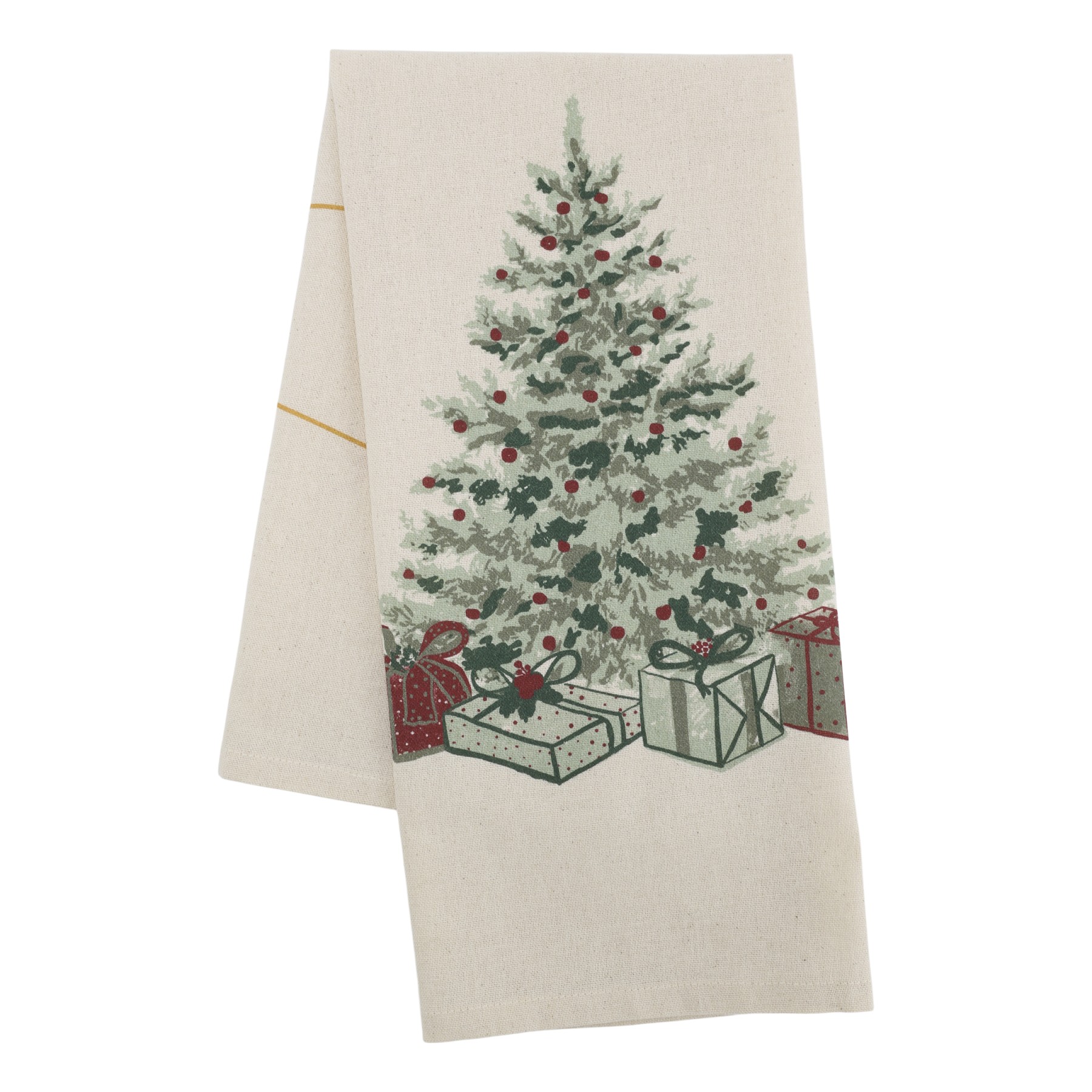 Béžová bavlněná utěrka Aix s vánočním stromkem Chic Antique – 50*70 cm