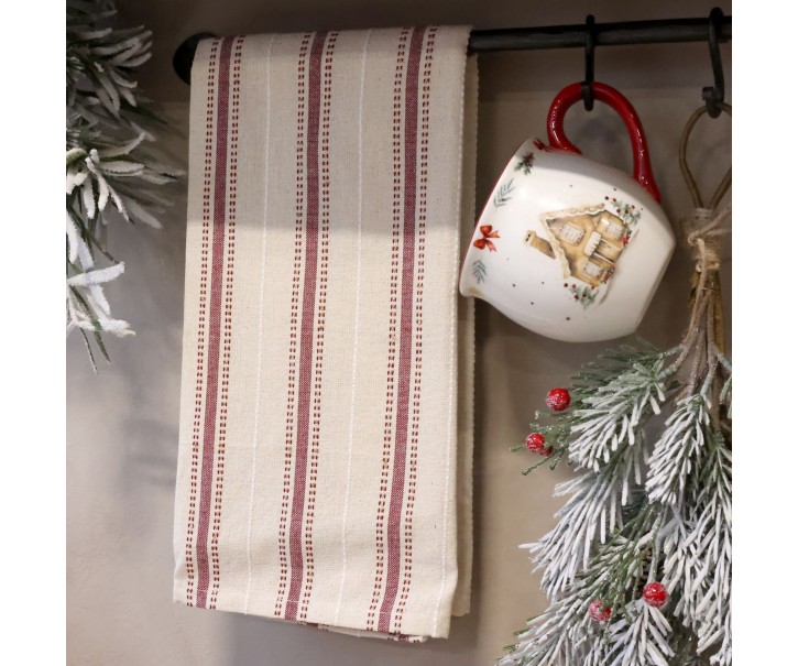 Béžová bavlněná utěrka Aix s pruhy Chic Antique – 50*70 cm Chic Antique