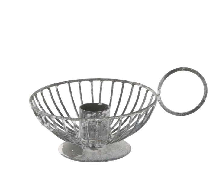 šedý železný svícen Chamberstick – 13,5*9*6 cm Chic Antique