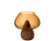 Karamelová skleněná váza na dřevěném podstavci houba Mushroom – 22*22*23,5 cm J-Line by Jolipa