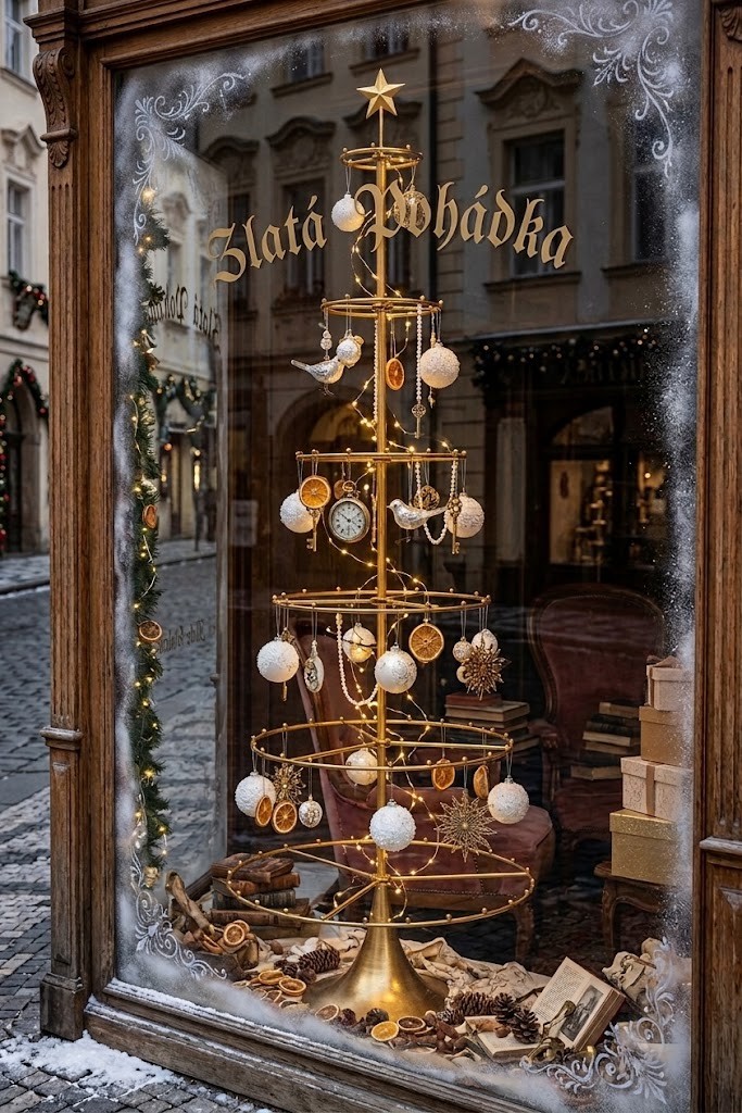 Exkluzivní zlatý kovový vánoční strom na ozdoby Tree Gold – 66*66*196 cm